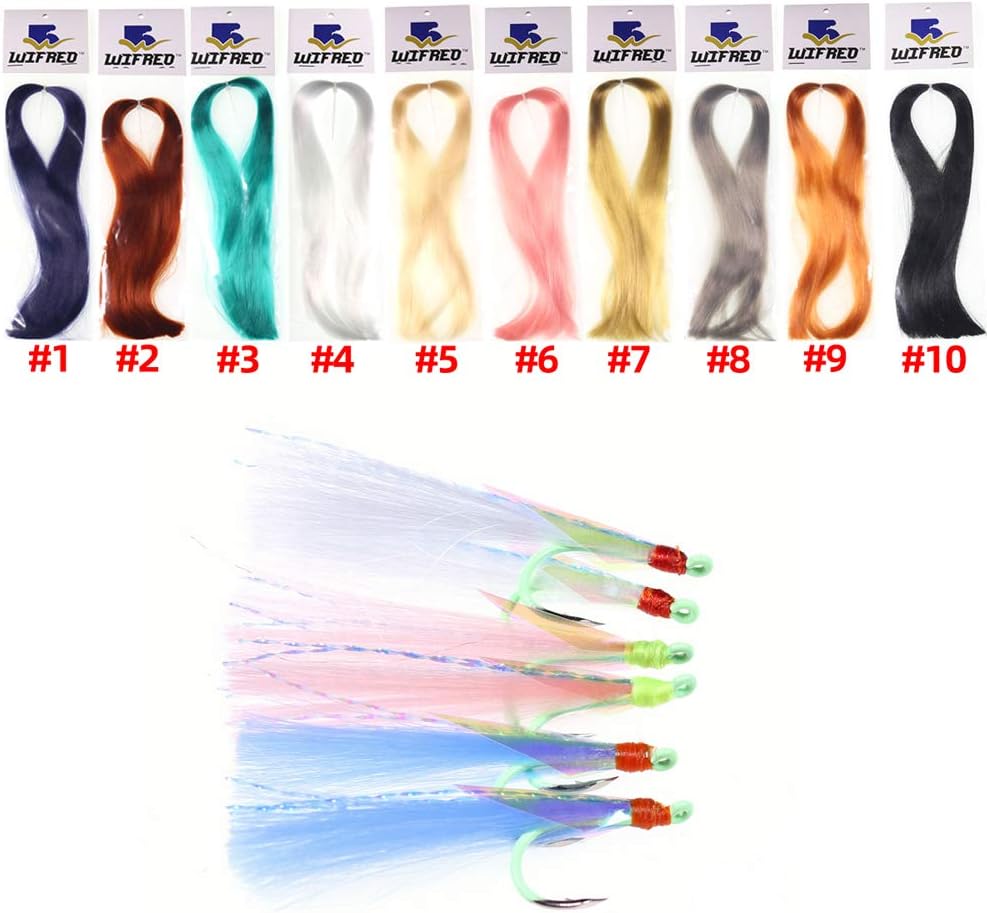 wifreo 10packs Fishing Tying Hair Nylon Super Fish Hair Crystal Flash Sabiki Teaser Streamer BUCKTAIL JIG Fly Tying Material : Sports & Outdoors