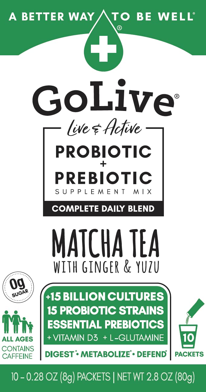 GOLIVE Matcha Ginger Prebiotic and Probiotic 0 28 OZ