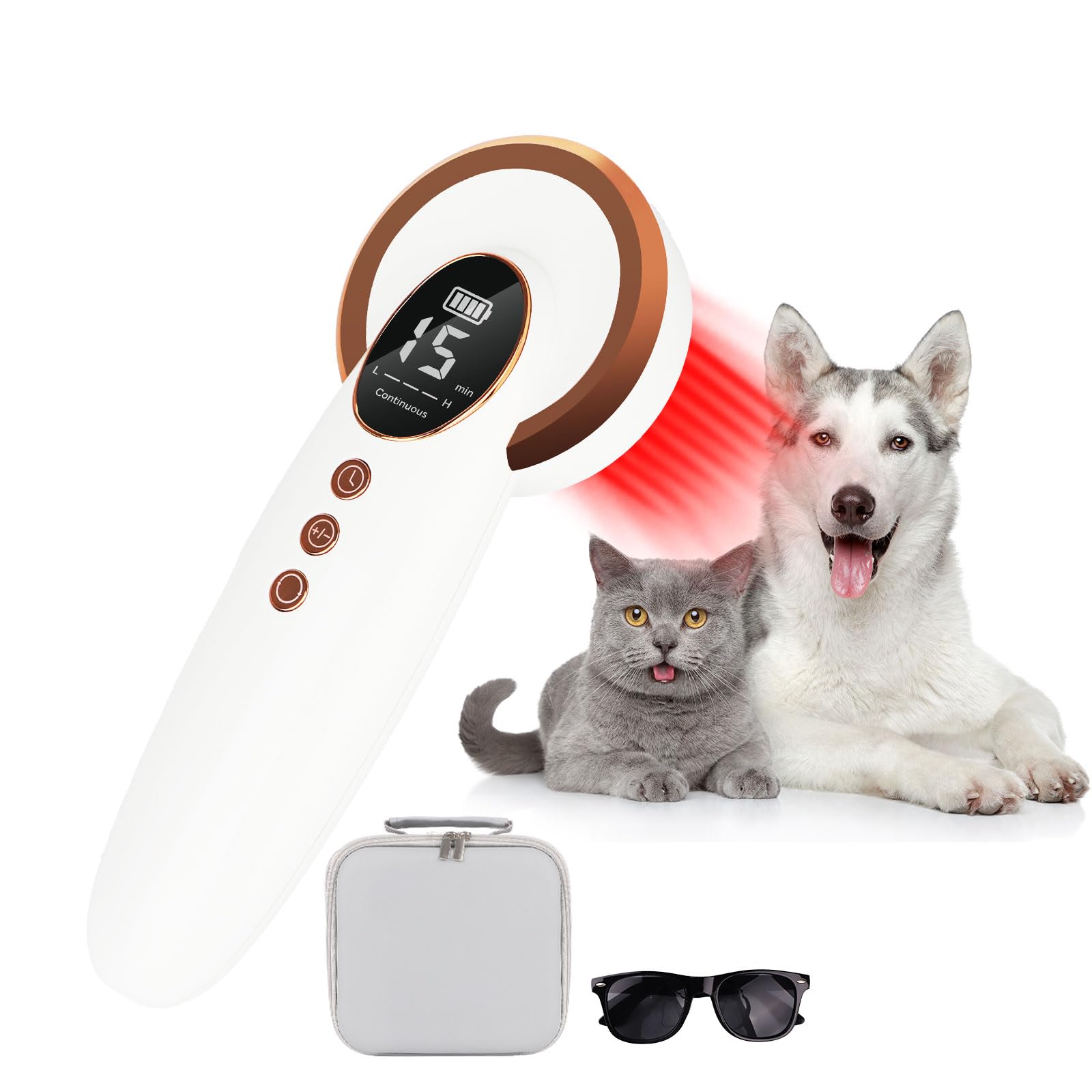 Handheld Kaltlaser-Therapiegerät für Mensch/Tier mit LED-Anzeige, 4x808nm+12x650nm, 3500mAh Akku, tragbarer Infrarot-Lichttherapie-Stab für Handgelenk Ellenbogen Knie Schultern Hände