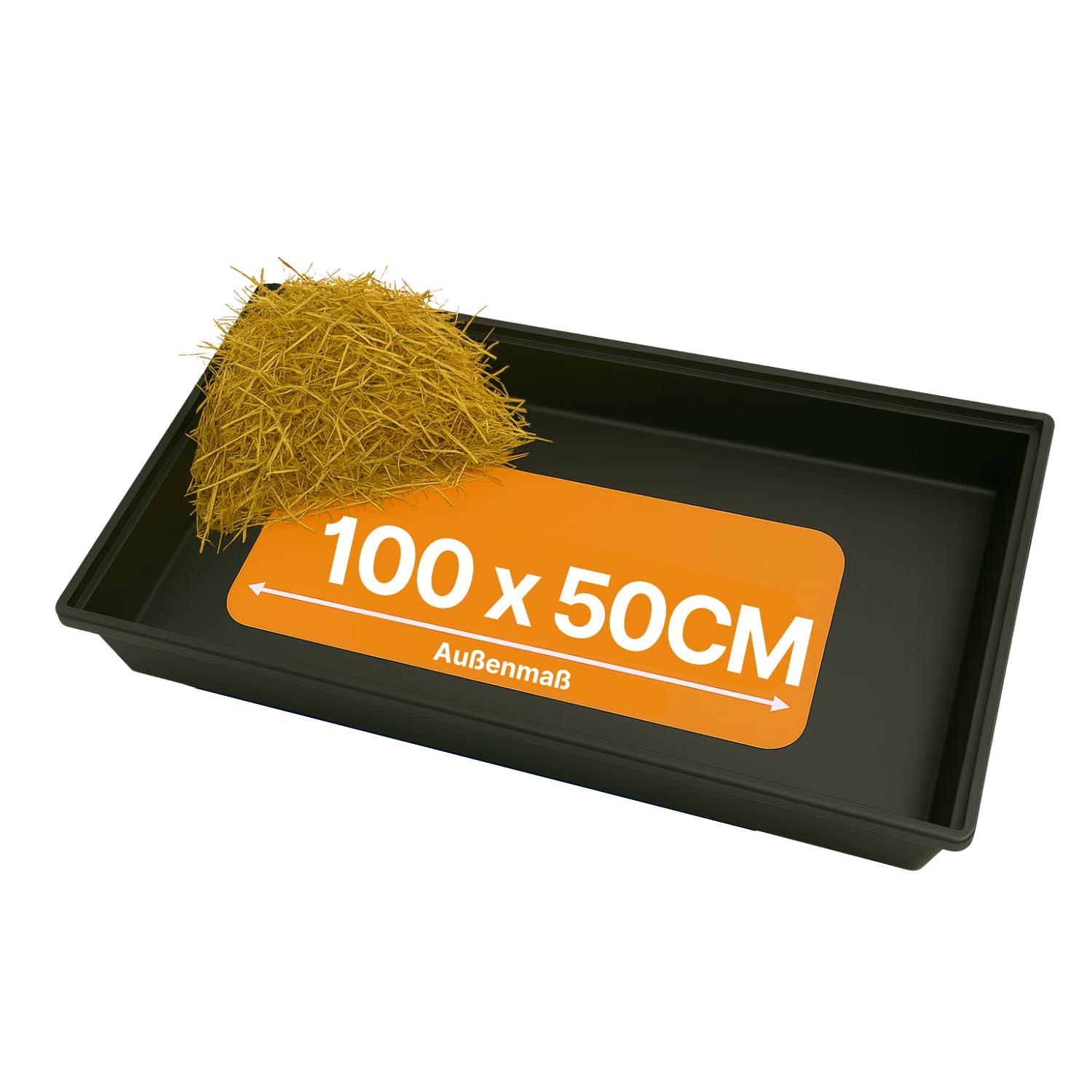 Breker Kunststoffwanne 100x50cm [geeignet als Kotwanne] 50 Liter Fassungsvolumen | Allzweckwanne | Plastikwanne | Schwarz