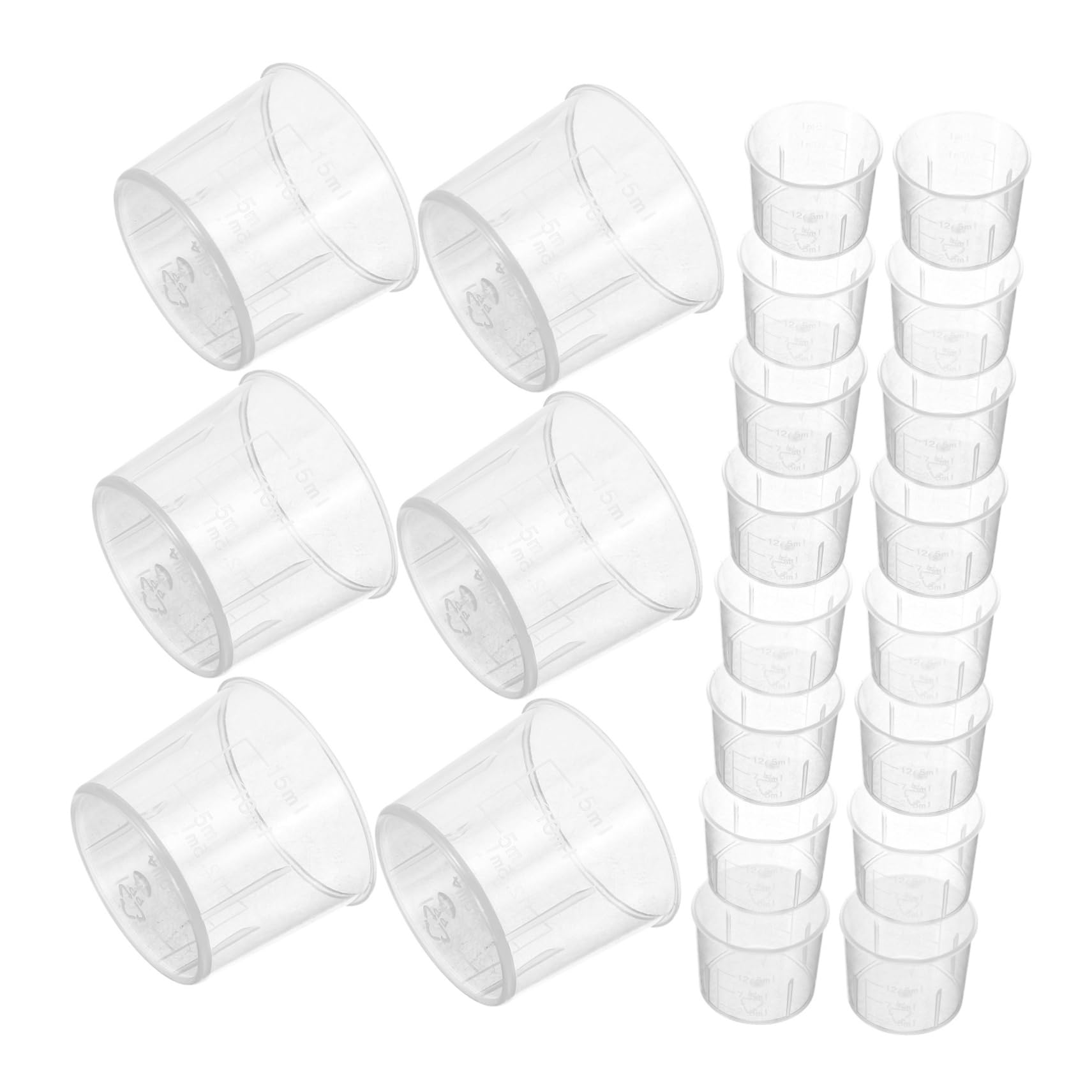 Alipis 4 Set Misurino Di Plastica Bicchieri Graduati Chiaro Bicchieri Trasparenti Tazza Di Misurazione Mini Tazza Beaker Da Laboratorio Piccolo Becher Misurini Riutilizzabile 100 Pezzi*4