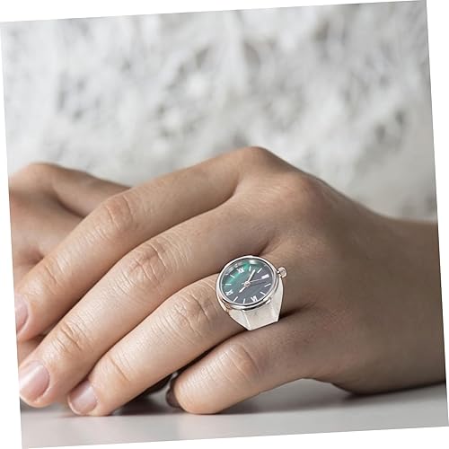 Miniatura 3 de 3 relojes de anillo redondo, mini relojes decorativos con números romanos, diseño ligero único para mujeres, regalo para cumpleaños y ocasiones