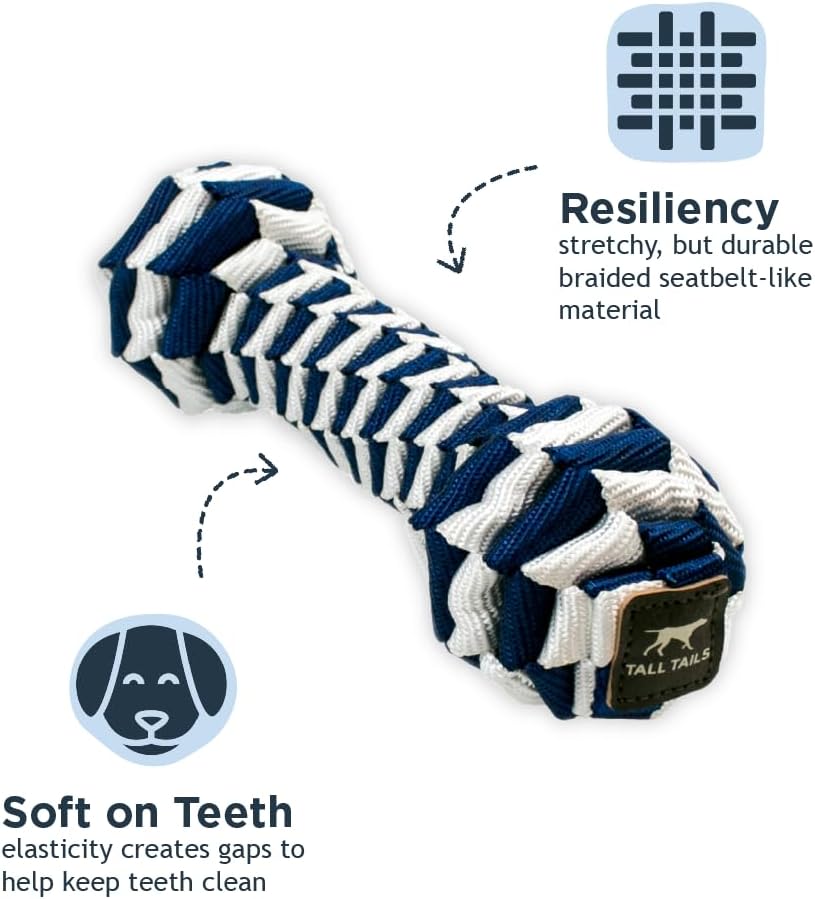 Tall Tails Navy Braided Bone Tug Toy for Dogs