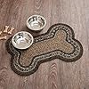 VHC Brands Espresso IndoorOutdoor Pet Food Mat for Dogs Cats Kitchen Medium Bone Rug 15×23