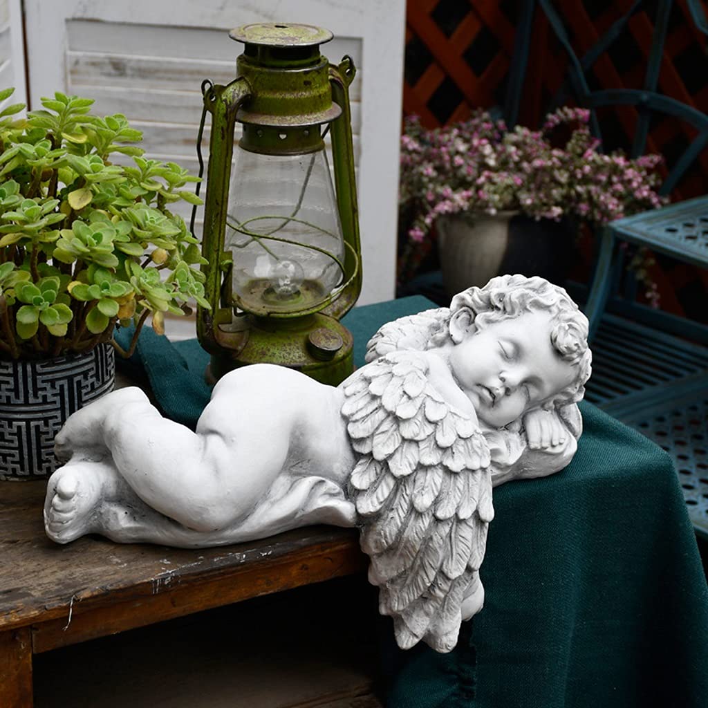 Kartka z życzeniami Outdoor Garden Angel Sculpture Decoration Courtyard Sleeping Posture Art Decor, używana na tarasie trawnik balkon dekoracja ozdoby świąteczne karta