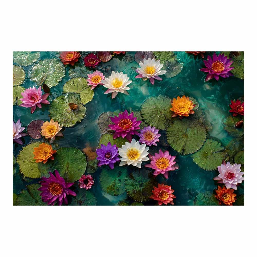 Xeniou Multicolor Flowers Wall Canvas Vibrantes Lotuses Pond Decor Canvas Wall Art, For Bathroom Living Room Bedroom Office Kitchen(Multicolor)-80X120cm Unframed