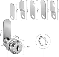 luckaide Postaláda Zár 20mm, 5 Féle Zárlemez, Bútor Zár 4 Kulccsal, 18mm Átmérő 2