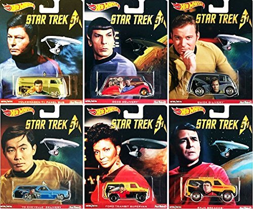 Star Trek 50th Anniversary Pop Culture cars Hot Wheels Space Car Set Deco Delivery, Ford & Chevy, Quick D-Livery Models 2014 & 2016