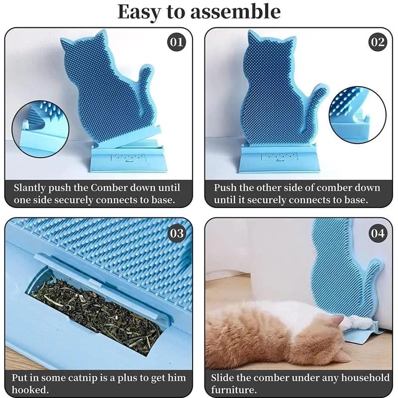 Pet Brush, Pet Brush Pet Cat Brush Massage Cat Comb With Catnip Soft Pet Brush For Cats Self Groomer Rubs The Face Tickling Comb Pets Grooming Tool Pet Brushes(Blue)