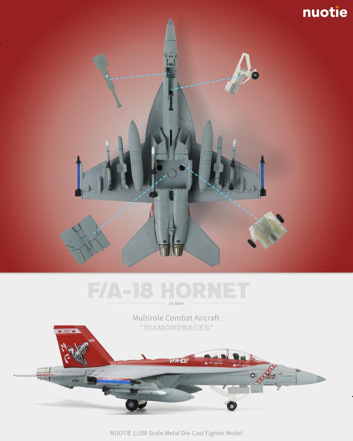 Amazon.com: NUOTIE F/A-18F Super Hornet Model 1/100 VFA-102