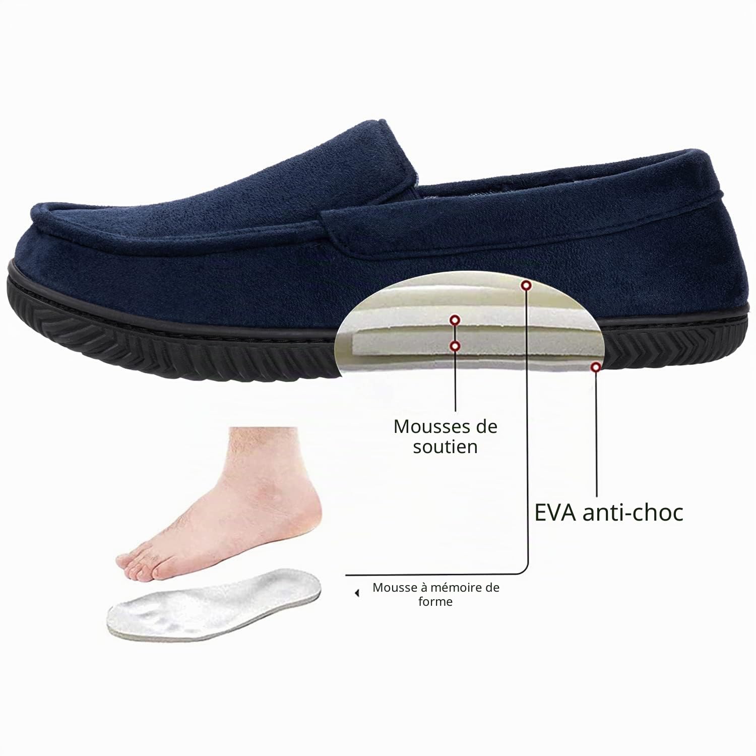 RockDove Chausson Mocassin Doublé en Flanelle pour Hommes