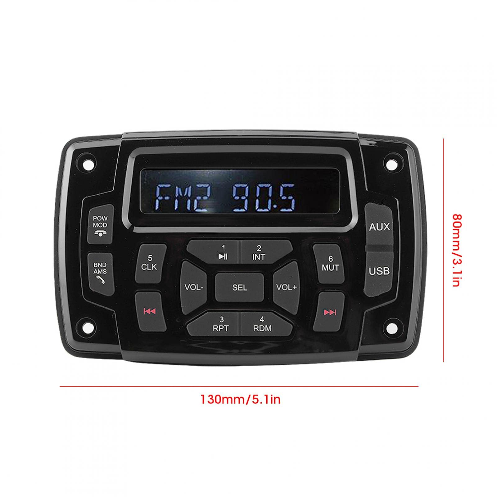 Radio estéreo Marina, Bluetooth FM Am Receptor estéreo Marino Reproductor de MP3, IP66 Receptor Barco de 12v Impermeable/Resistente a la Intemperie con LCD Digital, Receptor Centro Multimedia