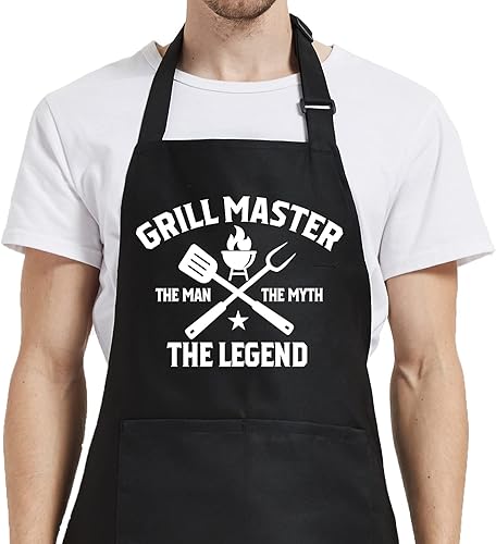 Delantales de parrilla para hombres con bolsillos delantal de chef ajustable para cocinar a la parrilla regalos maestros de parrilla para marido y