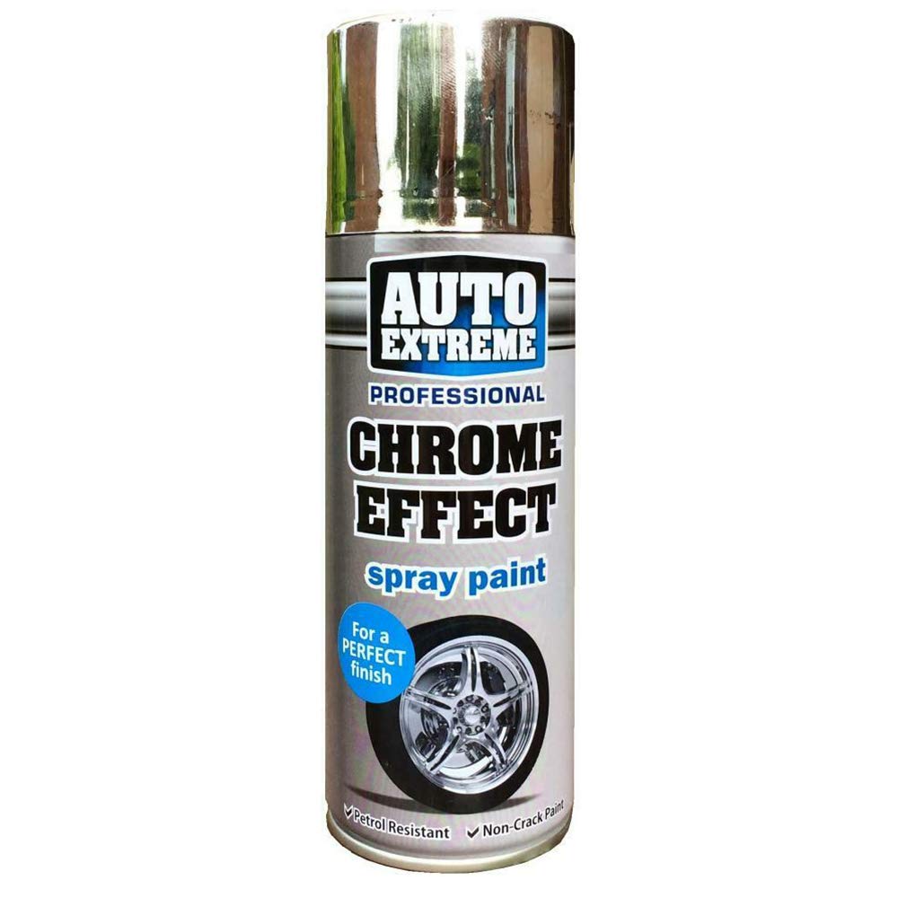 Rnt Chrome Auto Xtreme Effect Spray Paint Aerosol Car Matt Gloss Wood Metal 9955 Petrol Resistant Non Crack Formula Household Essentials 400Ml