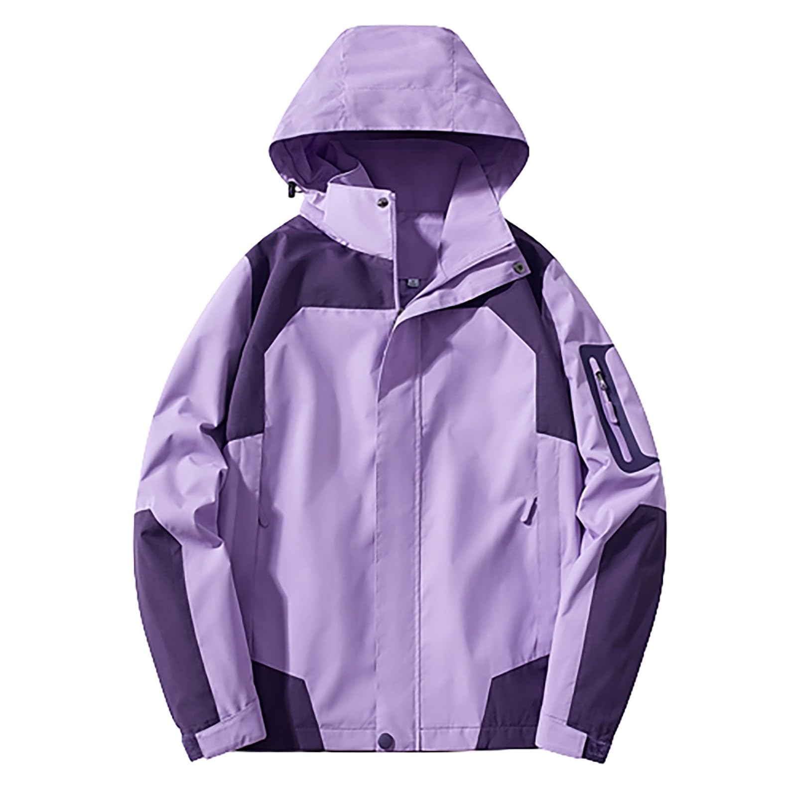 Generisch Regenjacke Damen Wasserdicht Softshelljacke Atmungsaktiv Leichte Sommerjacke mit Kapuze Regenmantel Windbreaker Lang Übergangsjacke Funktionsjacke Outdoorjacke