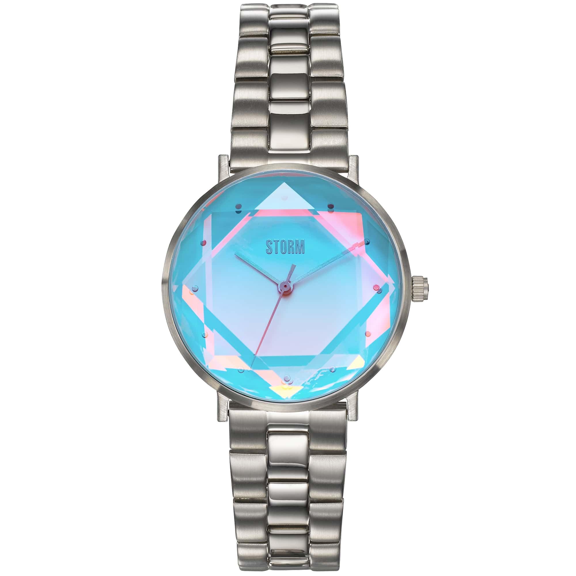 STORMELEXI Lazer Aqua Watch with Unique Cut Glass dial and Two-Tone Brushed/Polished Stainless Steel Strap, Water Resistant to 50m