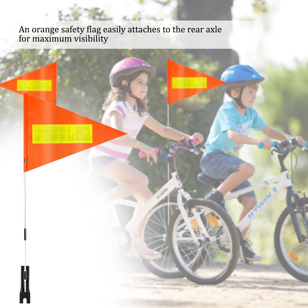 De Vlag Van De Fiets Van Kinderen, De Vlaggen Van De Veiligheids Wimpel Voor En Het Fietsen