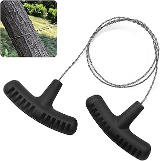Stainless Steel Wire Saw with Plastic Handles,27.5'' Cable Saw Hand Pocket String Emergency Outdoor Survival Rope Cutting Tools for Camping Hiking and Cutting Trees & Wood