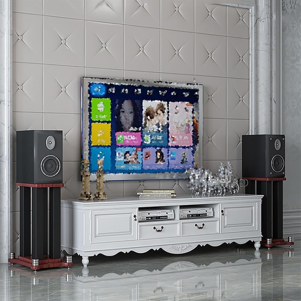 Lot De 2 Supports Pour Haut-parleurs Stéréo Avec Verre De Sécurité Noir, Support Pour Haut-parleurs Au Sol Pour Un Meilleur Son (charge Maximale De 45 Kg