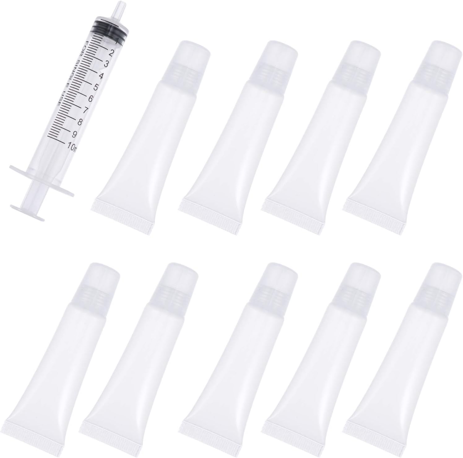 Lurrose 50pcs 10ml Refillable Lip Gloss Tube Lipstick Tube Empty Squeeze Tubes with Syringe Lipstick Tubes Suppliers for DIY Lip Gloss