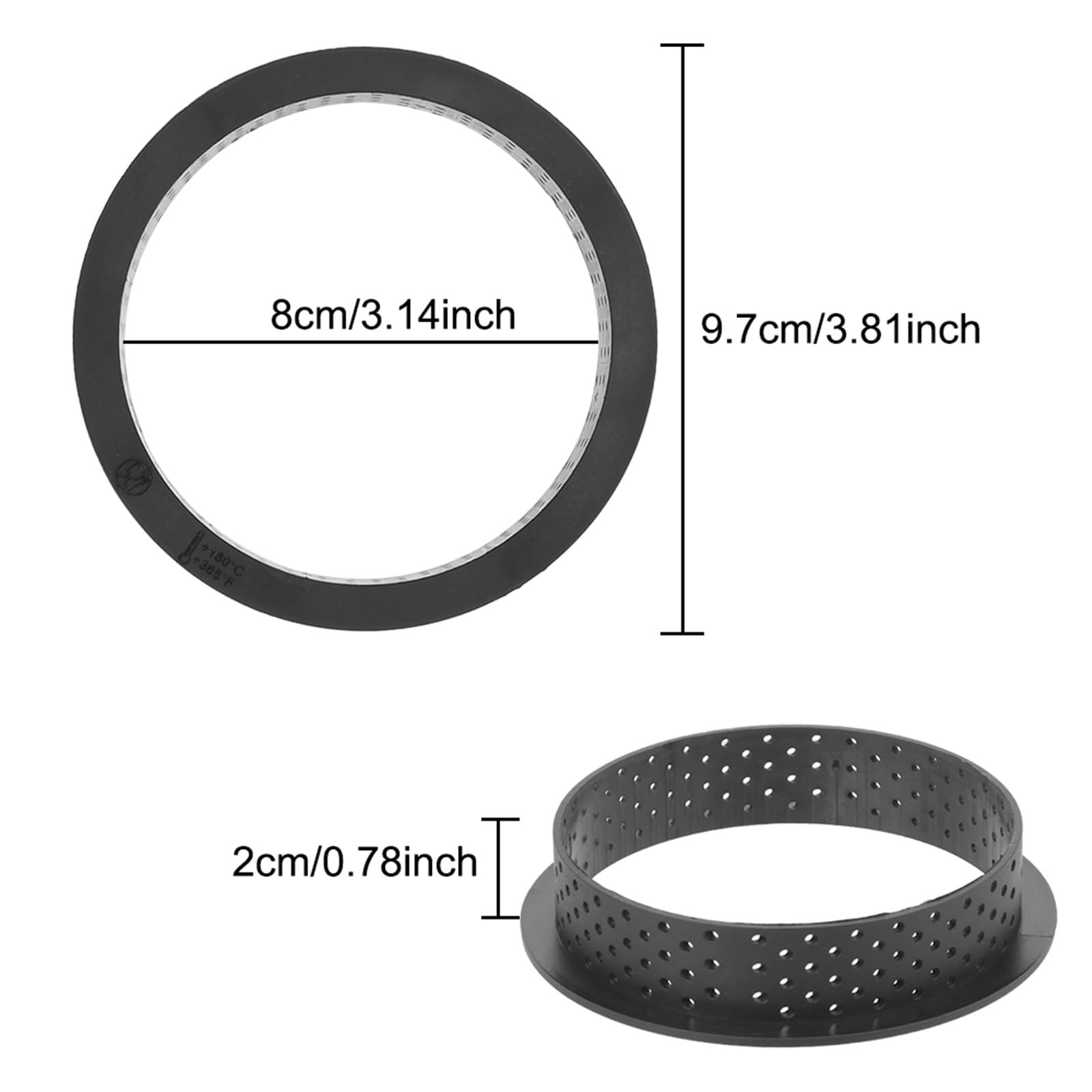 1PCS Kuchen Form Torte Ring Backform Dessert Backformen Cutter Runde Quadratische Perforierte Kreis für Torten Kuchen Schichttorten(Round)