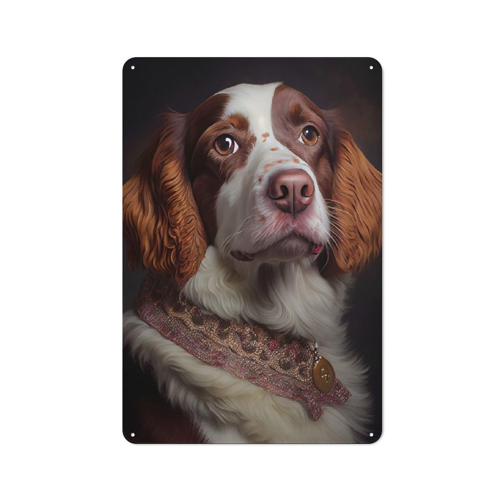 Junmoney English Springer Spaniel Modern Vintage Metal Wall Decor 30X20cm, Office Metal Sign For Office, Study, Studio Or Hallway