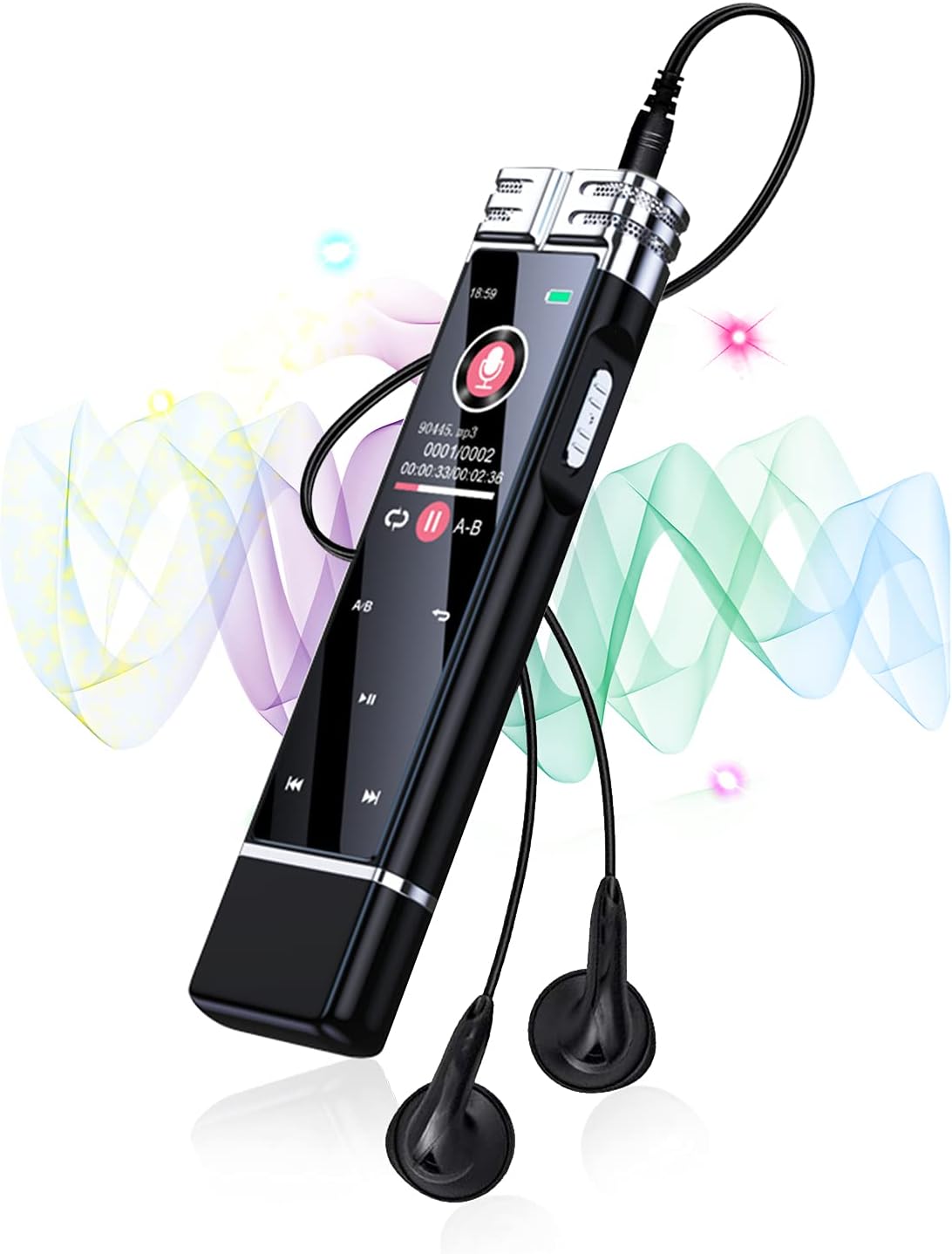 64GB Digital Voice Recorder, Touch Screen Voice Activated