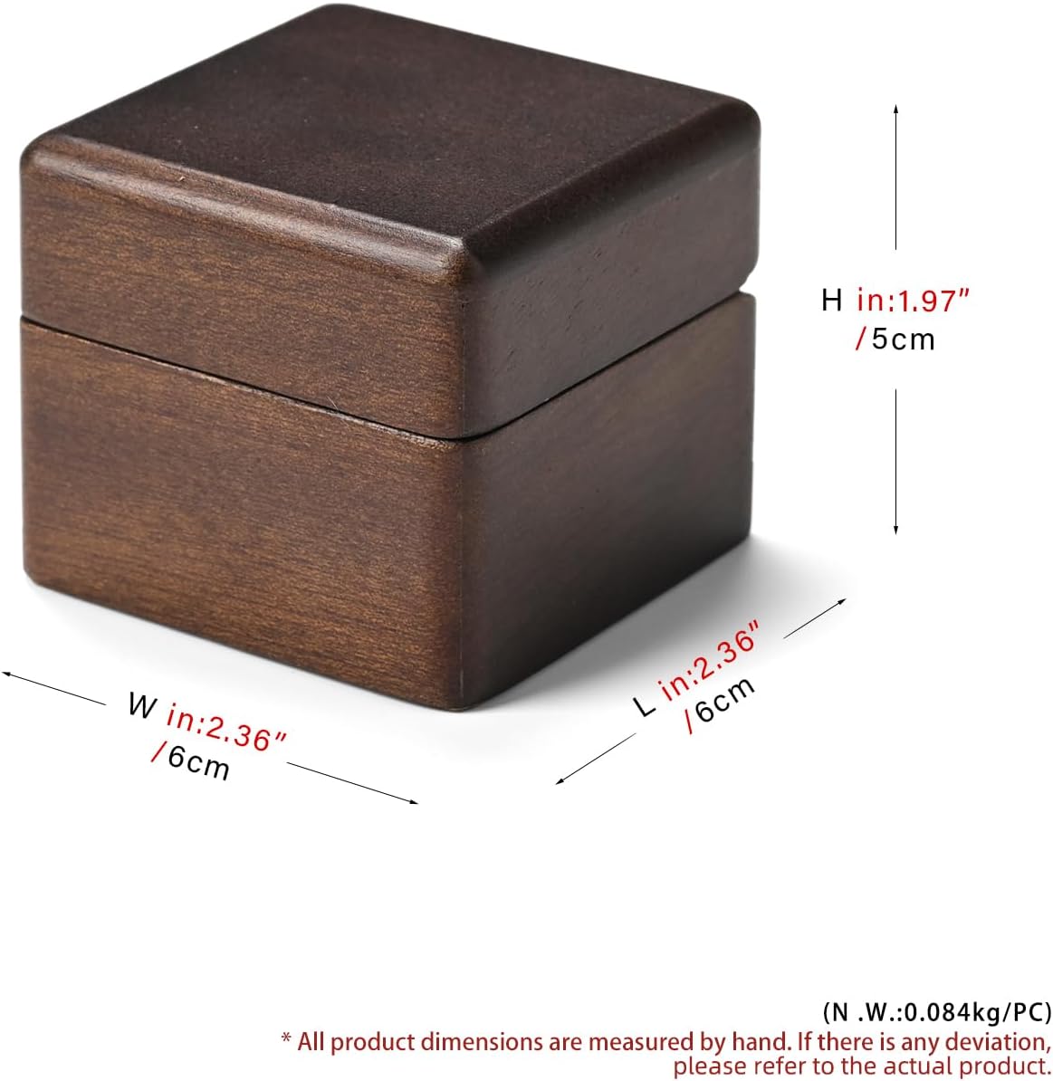 Jewelry Engagement Proposal Ring Box, Solid Wood Single Ring Box for Proposal, Wedding(Beige) - Image 8