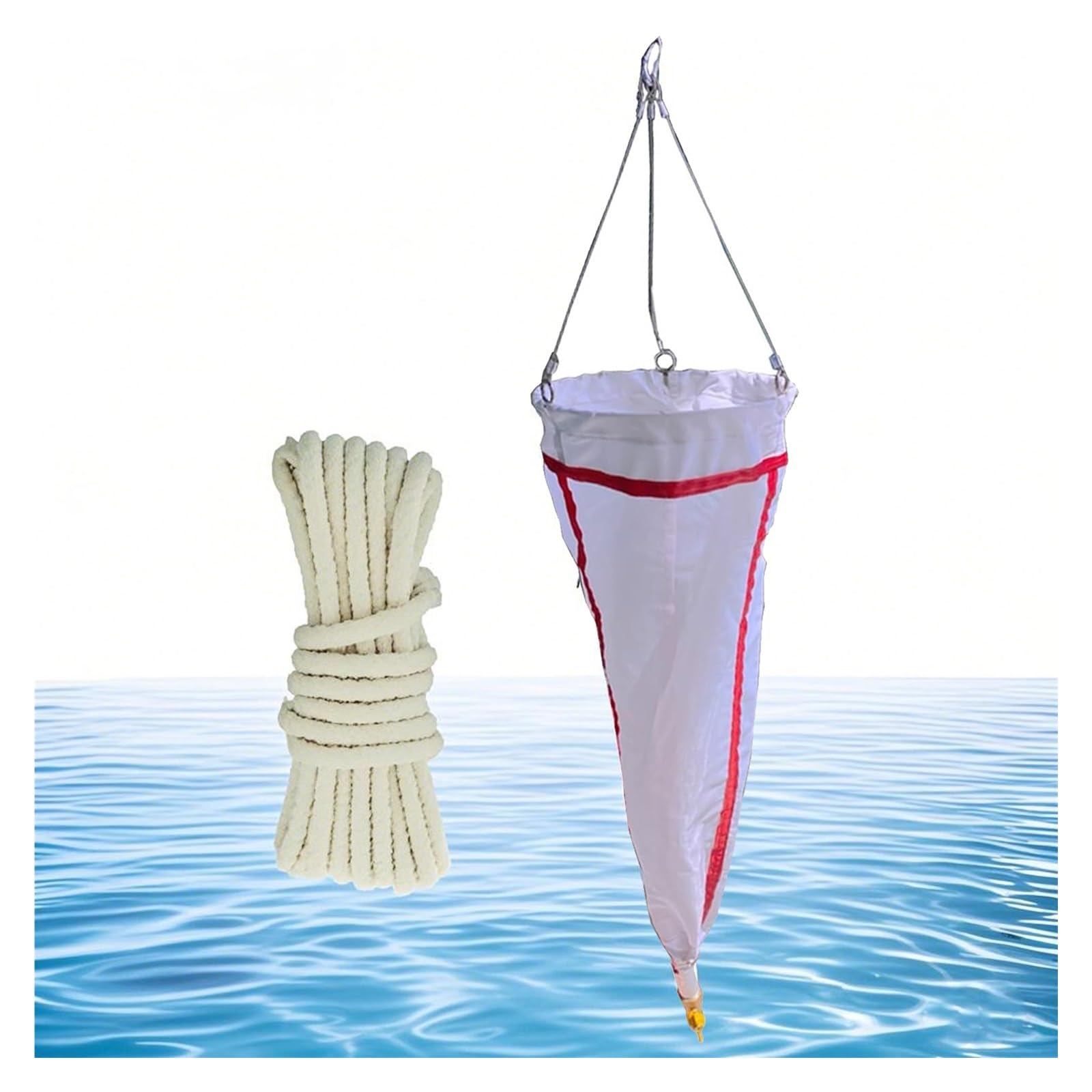 125 & 200 Mesh Biological Net for Planktons, Plankton Sampling Nets with 5 M/16.4 FT Rope & Valve & 304 Stainless Steel Mesh Ring, Outdoor Nylon Collection Net(200 Mesh-Aperture 0.064 mm)