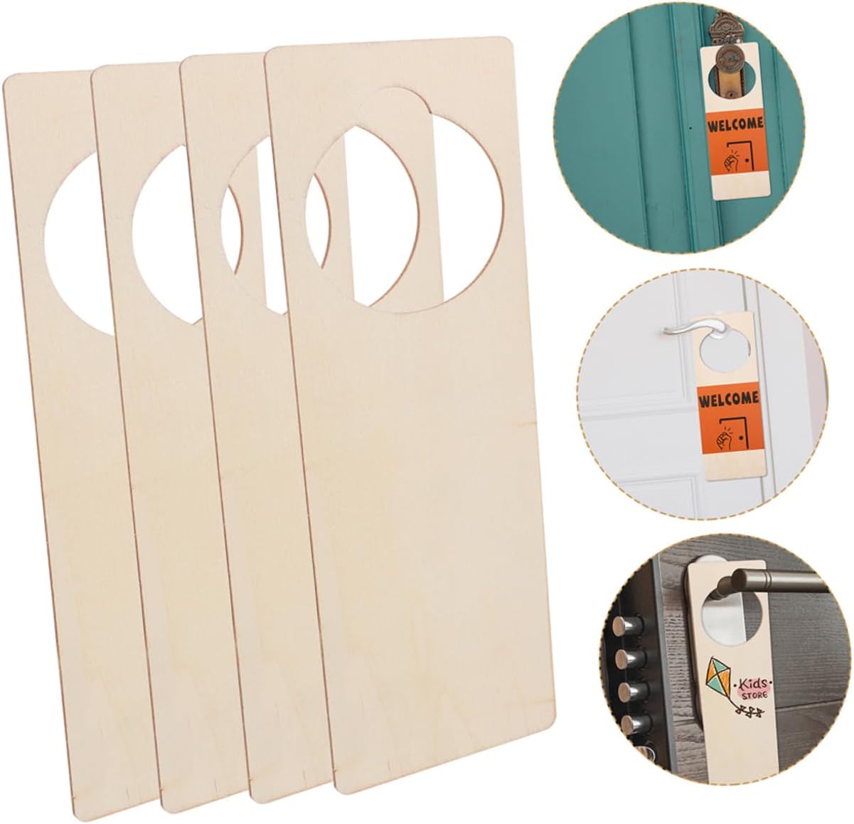 Handle Pendant Decor 10pcs Unfinished Wooden Door Hanger Signs for Craft Diy Home Decor Present