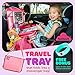 Funtasit Kids Travel Tray All-in-One Carry Bag, Play Table, Storage and Tablet Holder with Detachable Back - Side Pockets - Sturdy, Leakproof, Easy Clean. Pink