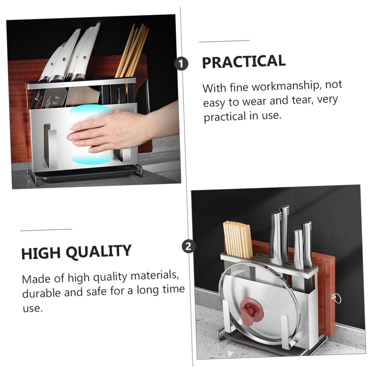 ULTECHNOVO Support de Rangement Multifonction pour Couteaux et Baguettes Porte-ustensiles de Cuisine pour Organiser Plan de Travail et Économiser de Espace