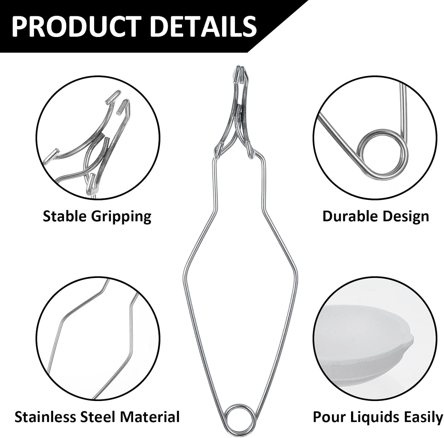 10 Pcs Crucibles for Melting Metal Kit, 4 Pcs Ceramic Quartz Crucibles & 4 Pcs Enlarged Ceramic Quartz Crucibles & 2 Pcs Gold Silver Copper Whip Tongs Handle 2A, Jewelry Refining Casting Pot