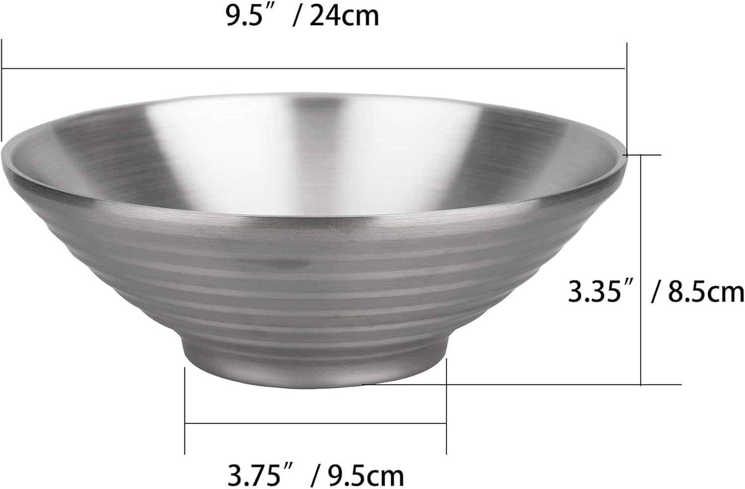 IMEEA Soup Bowls Ramen Bowls SUS304 Stainless Steel Bowl Double Walled Serving Bowl for Udon Soba Pho 9.5-Inch (2-Piece) - Image 6