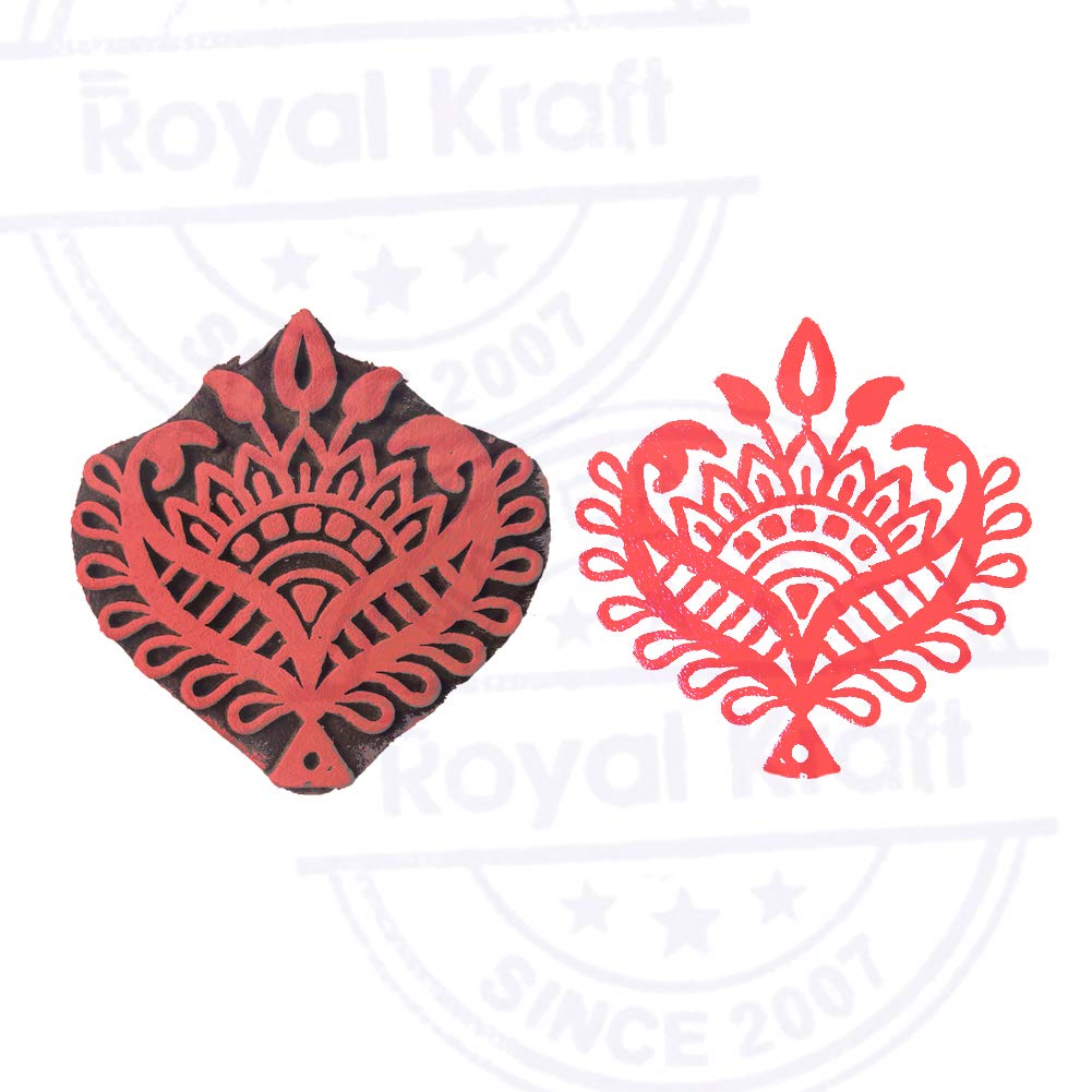 Royal Kraft Artisan Print Blocks Leaf Designs Wooden Stamps for DIY Henna Fabric Textile Paper Clay Pottery Block Printing 2