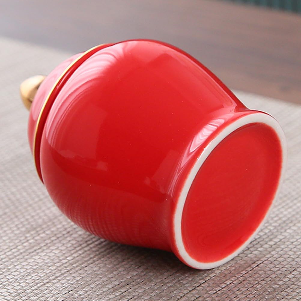 Amosfun Ceramic Tea Canister with Airtight Lid 3.54 Inch Porcelain Storage Jar for Loose Tea Spices Coffee and Small Household Items Kitchen Storage Canister image 5