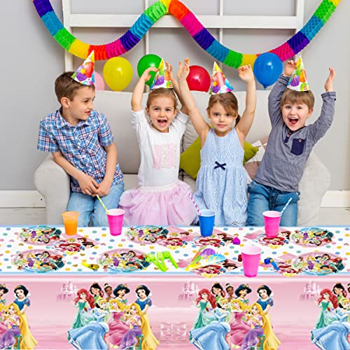 41Pcs Princess Birthday Party Supplies ,20 Plates + 20 Napkin + 1Tablecloth Princess Party Decorations Supplies ， Kids Party Decoration Supplies #TOP6