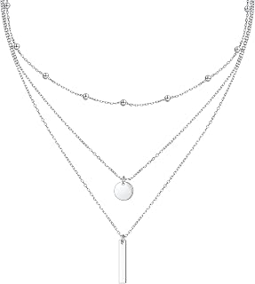 S925 Sterling Silver Multilayer Layered Triple Long Chain Pendant Neckla...