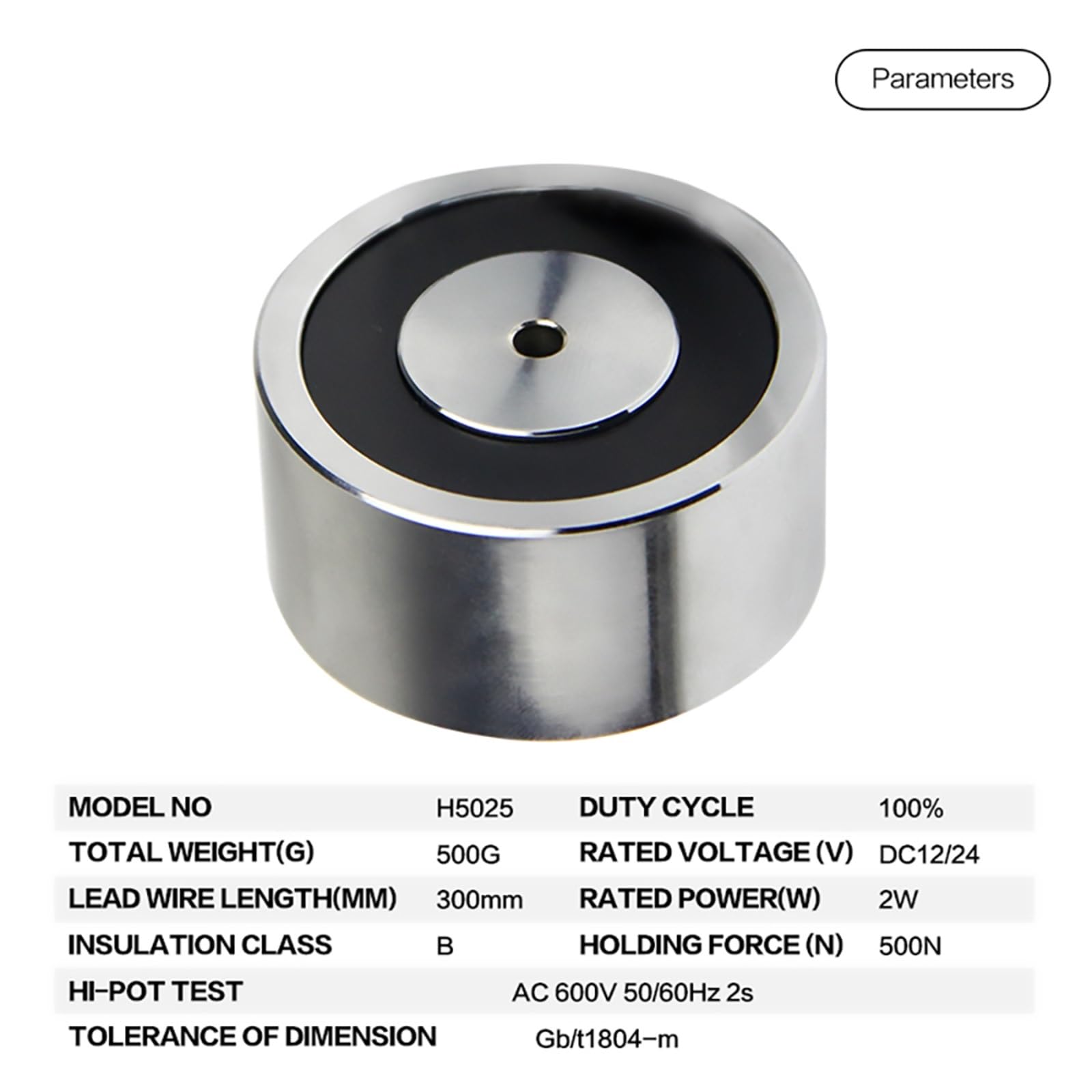 H5025 12V/24V DC Magnetheber Elektromagnet, 350N Tragkraft, Gusseisen, 50mm Durchmesser x 25mm Höhe, 1 Stück(H5025-12v)