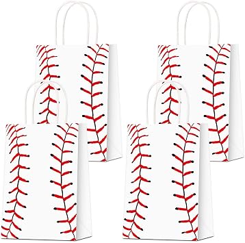 BCHOCKS 16 PCS Baseball Party Gift Bags for Baseball Party Supplies Birthday Decor Decorations, Party Favor Goody Treat Candy Bag Baseball Pattern Gift Bag, Birthday Party Supplies for Kid Adult