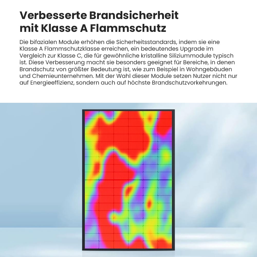 Powerness® 500Wp Solarmodul Full Black, TOPCon bifazial Glas-Glas PV Modul, N-Type Doppelglas Solarpanel mit 0–5W positiver Leistungstoleranz für Balkonkraftwerk, 0% MwSt. (1 Stk)