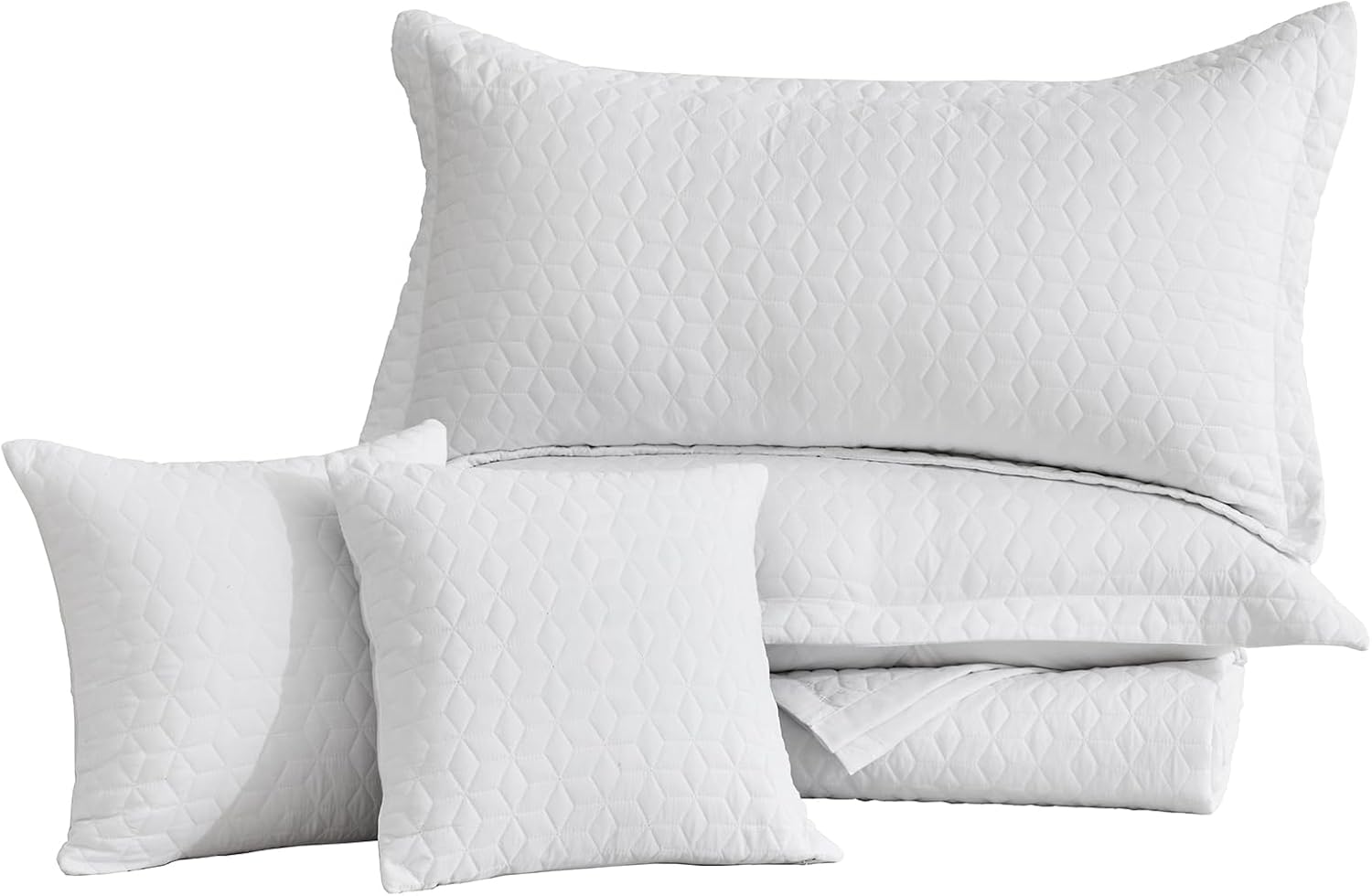 Oversized King Bedspread 128x120 Extra Wide, Modern & Contemporary Look, Lightweight Bedding Cover, Reversible, 5 Piece, 100% Microfiber, Pure White - Image 9