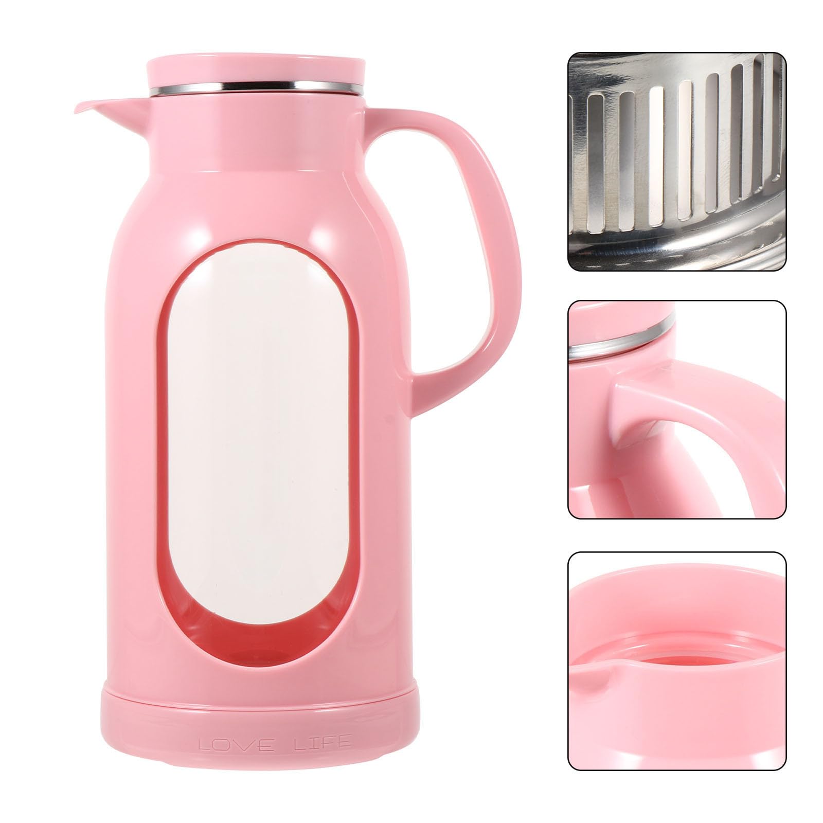 jojofuny Jarra de Agua Transparente de Gran Capacidad Diseño Desmontable y Vertido de Bebida Conveniente, Botella de Vidrio y Acero Inoxidable Adecuado para Uso Doméstico