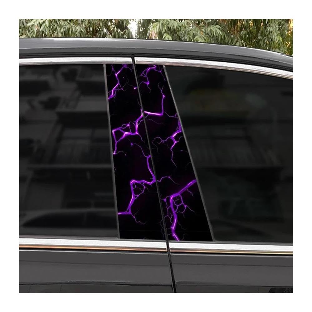 Body Parts 2pcs Car B-Pillar Decals Ice Blue Lightning Auto Center Pillar Waterproof Sticker(C)