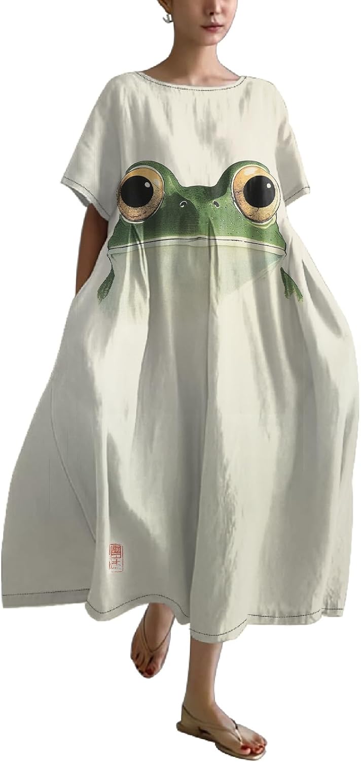 Loose plus size floral maxi boho dress for summer wear.