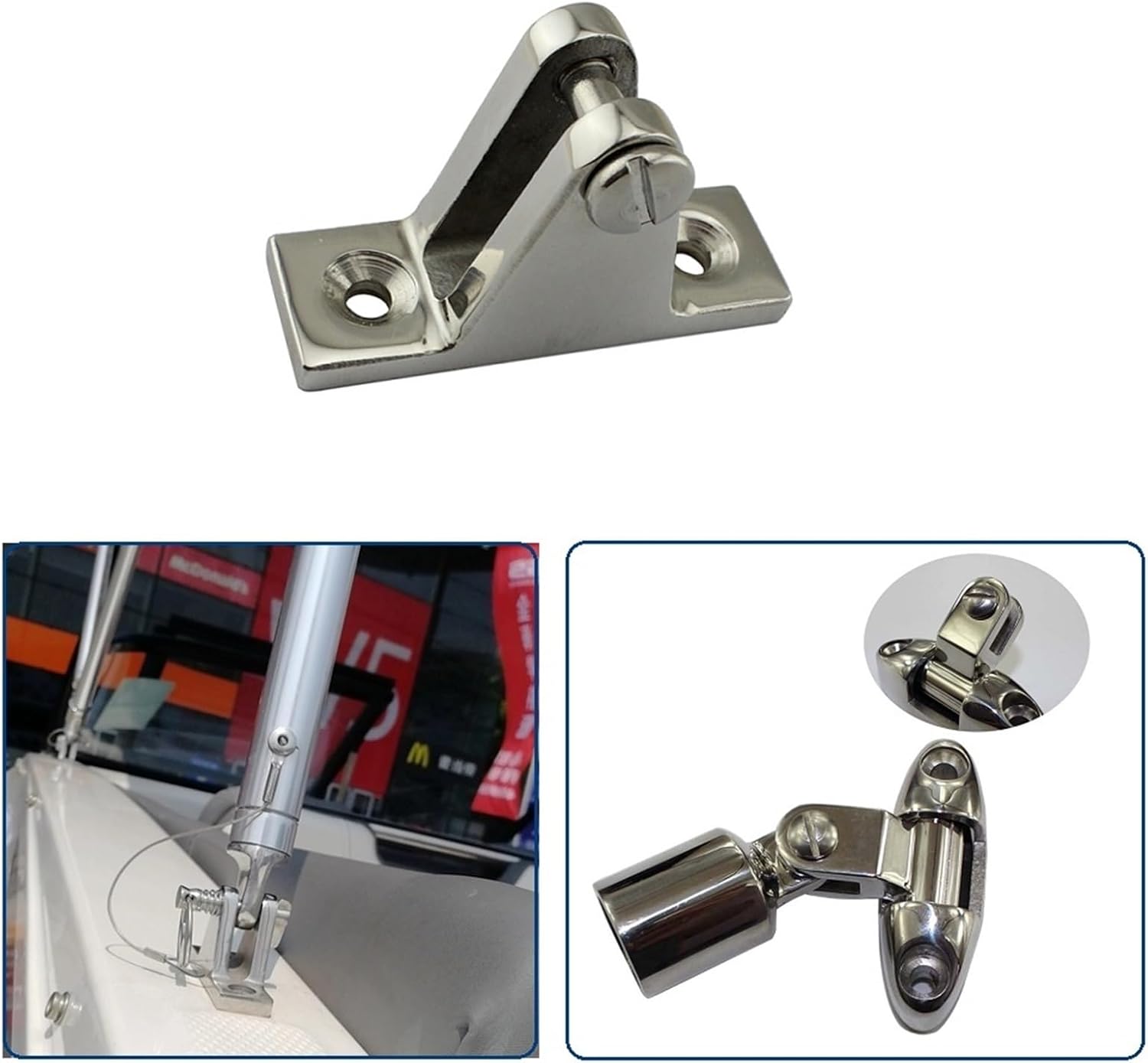 Marine Hardware 4PCS 316 Stainless Steel Deck Bimini Side Mount Hinge 60mm Mirror Polish Marine Boat Sailing Hardware Deck Hinge