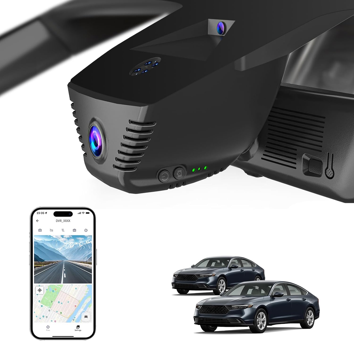 Front 4K Dash Cam for Honda Accord 2023 2024 2025 Hybrid LX Sport EX Touring EX-L (Gen11),OEM-Style,Loop Recording,Easy Installation,WiFi & App,64G Card