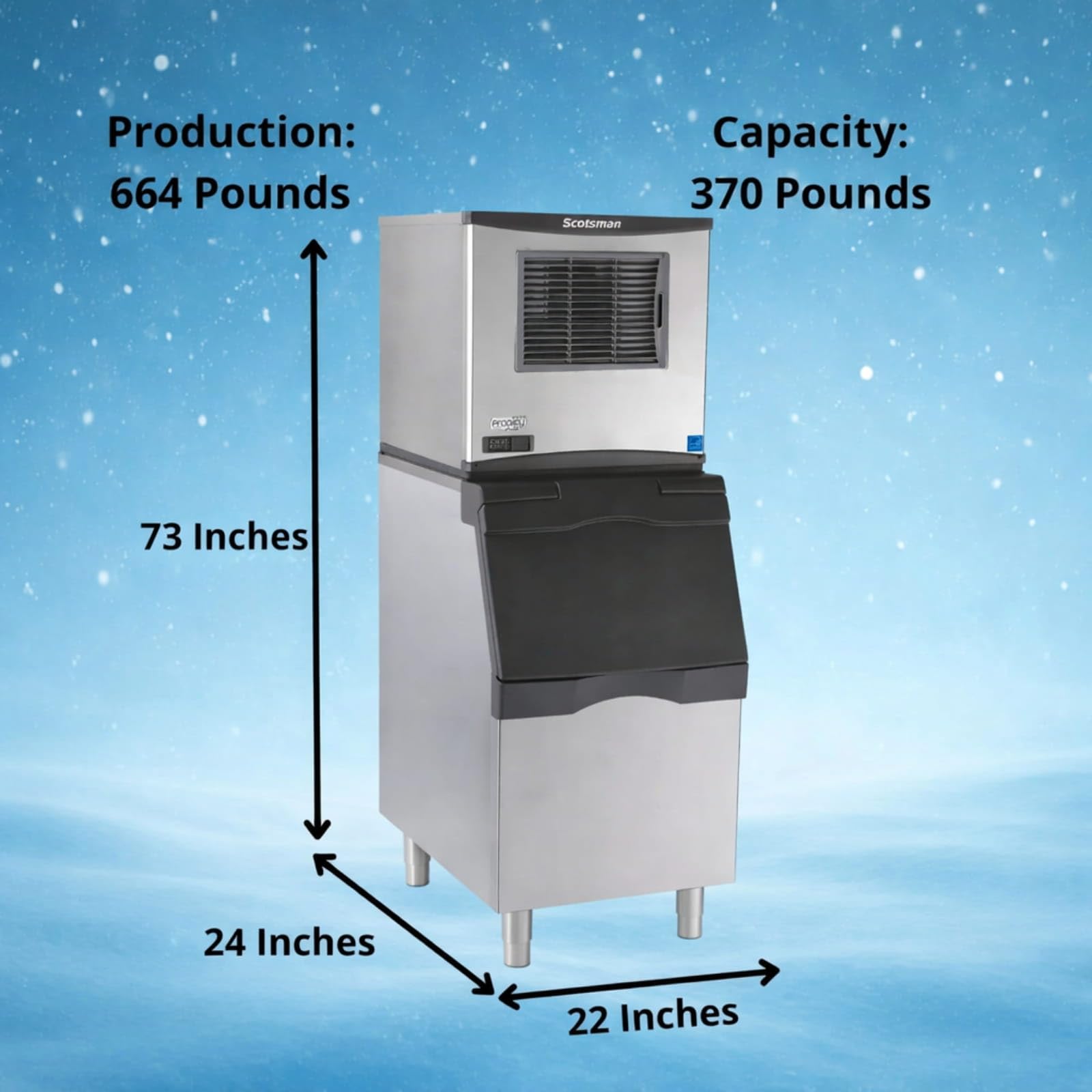 Scotsman Prodigy Plus H2 Nugget 22" Ice Maker - 644 lb/Day, 370 lb Storage Bin on Fridge.com