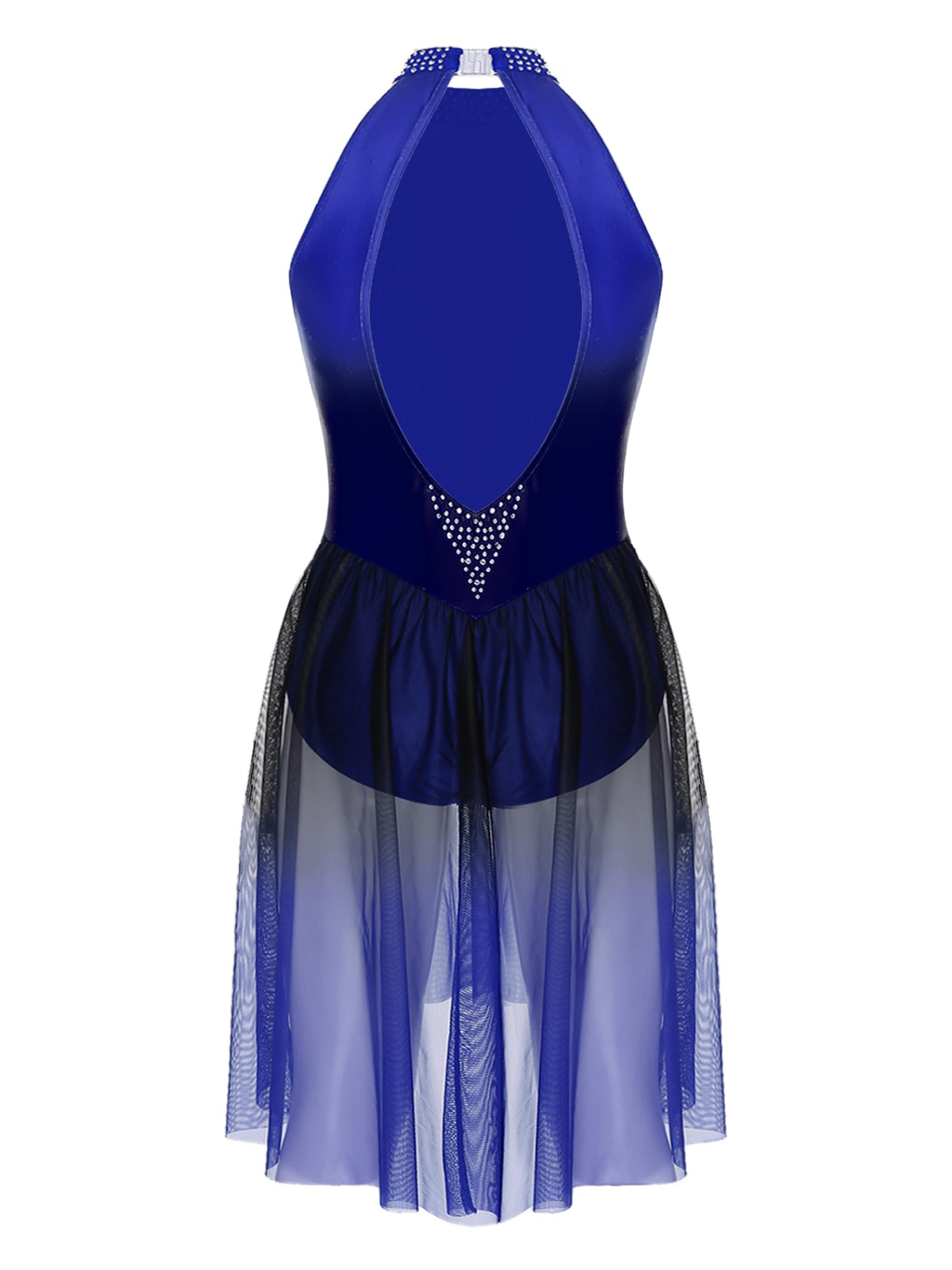 Justaucorps Gymnastique Strass Femme Patinage Artistique Robe Danse Ballet Bleu S