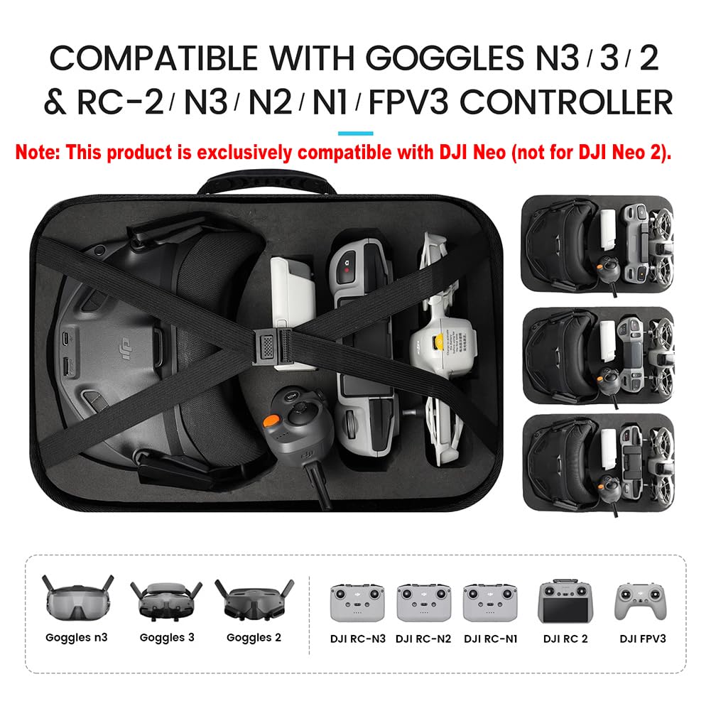 Étui de transport pour DJI NEO 1 Motion Fly More Combo, Store NEO 1 Drone, DJI RC Motion 3, lunettes N3, hub de recharge de batterie et 4 batteries, hélices de rechange, etc. Accessoires, Pour